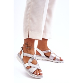 Női bőr szandál S.Barski 97619 ezüst 2