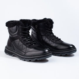 SHELOVET Szőrmével szigetelt férfi téli csizma fekete 1 SHELOVET Szőrmével szigetelt férfi téli csizma fekete 1