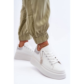 PS1 Női sportcipők hatalmas platformon, fehér és ezüst Mariell 1