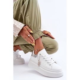 PS1 Női sportcipők hatalmas platformon, fehér és ezüst Mariell 2