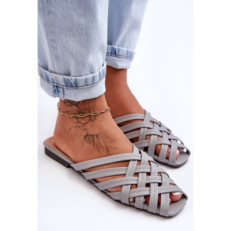 PS1 Csíkos női szandál Szürke Doralia 2