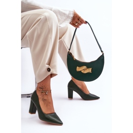 Klasszikus magassarkú pumpák, sötétzöld Odessa 2