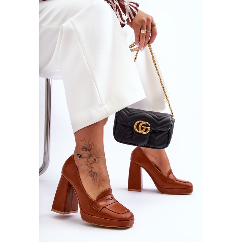 Camel Alisa magassarkú pumpák barna 2