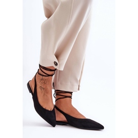 PG1 Női velúr fűzős balerina fekete Lilly Ann 1