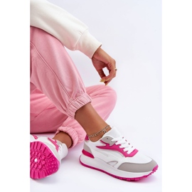 PG1 Női Platform sportcipők, fehér és rózsaszín Henley 5