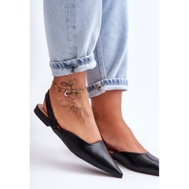 PS1 Női bőr bebújós balerina Black Germes fekete 1