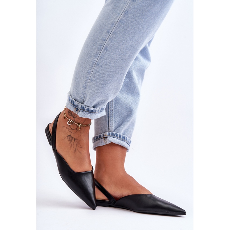 PS1 Női bőr bebújós balerina Black Germes fekete 2