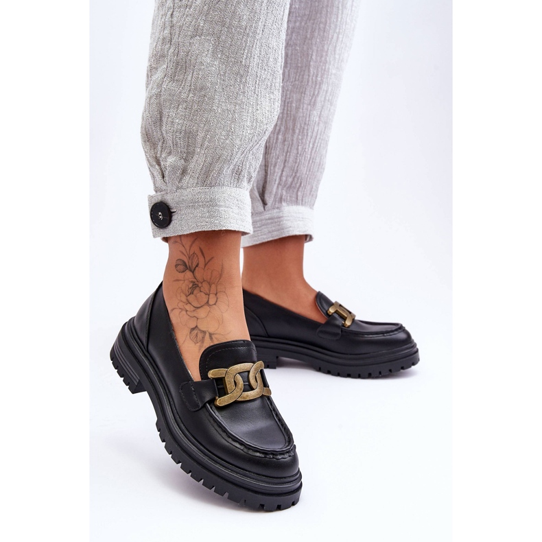 PG1 Női Platform Loafers Díszítéssel Fekete Ameg 2