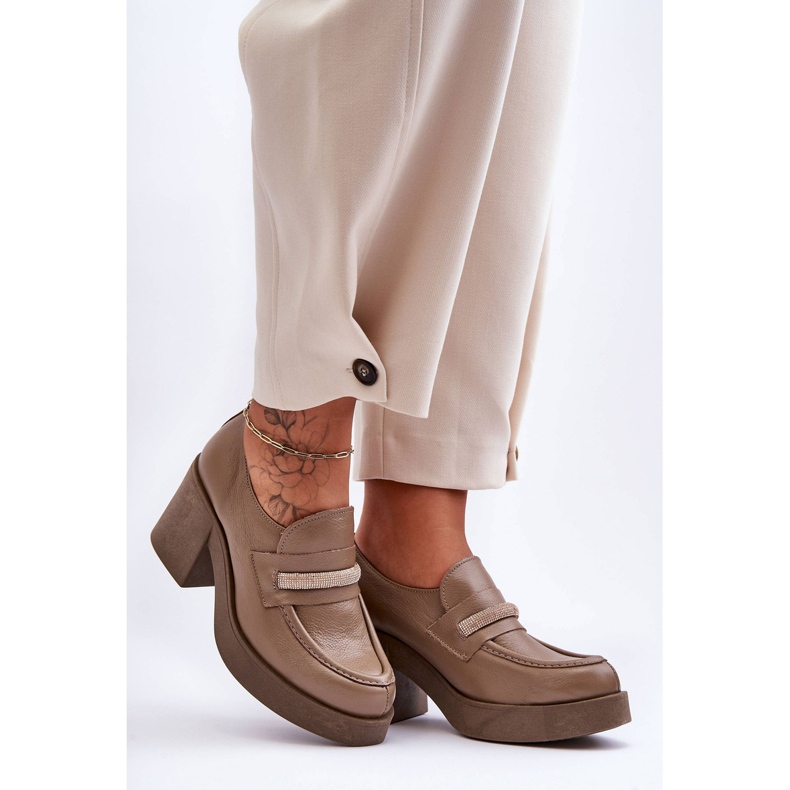 Lemar Bőr Brogues Sarok Dekoráció Sötétbézs Gelanor 1