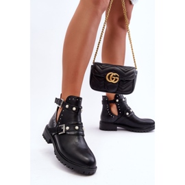 Női Trapper csizma gyöngyökkel Fekete Klarisa 1