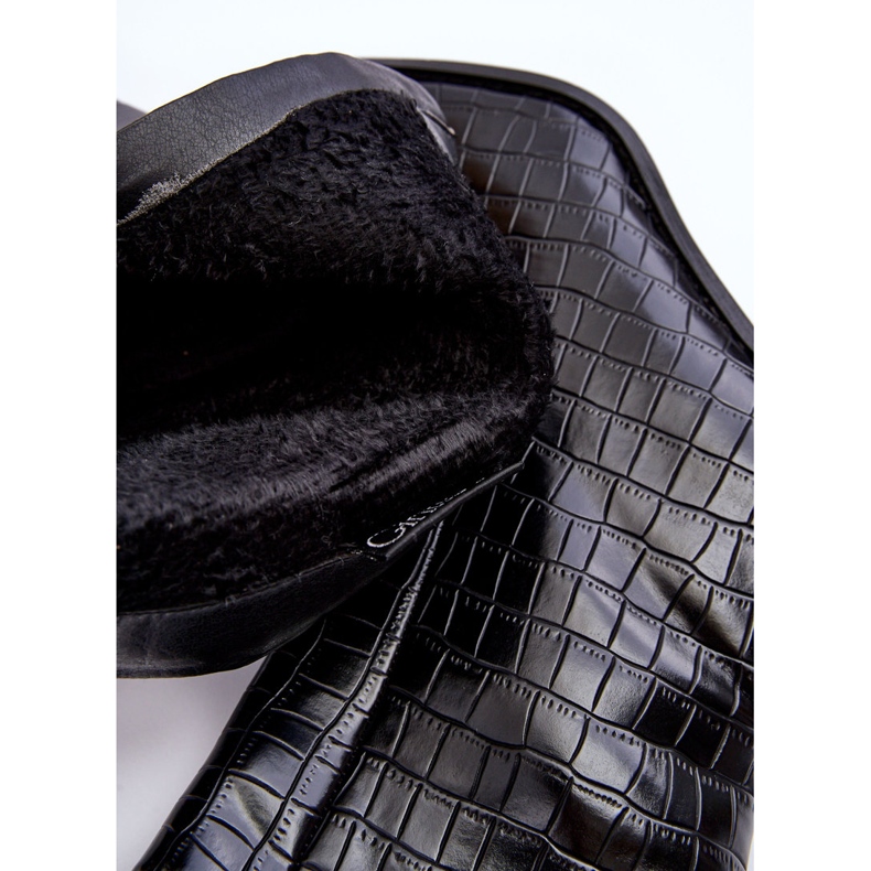 Bőr magas csizma Snake Pattern Fekete Kornell 1