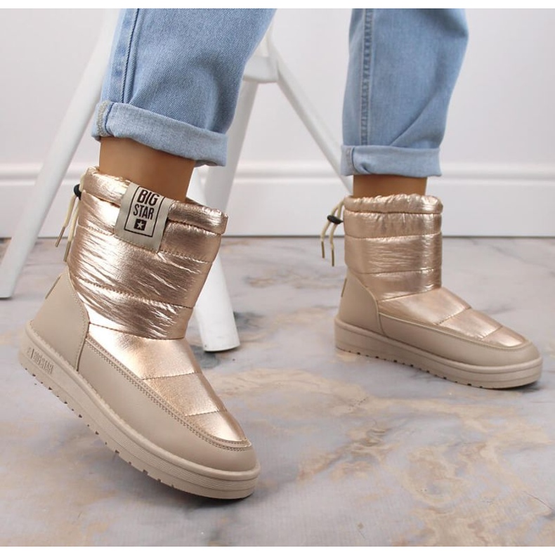 Metál hócsizma Big Star W INT1589D bézs aranysárga 2