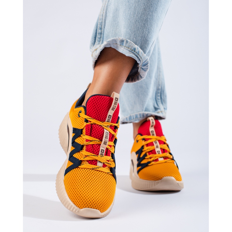Női Big Star tornacipő KK274061 bézs barna piros sárga 1
