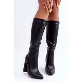 Elegáns bőr magassarkú fekete Eudonice 2