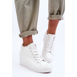 Női Wedge bőr Big Star tornacipő MM274002 fehér 1