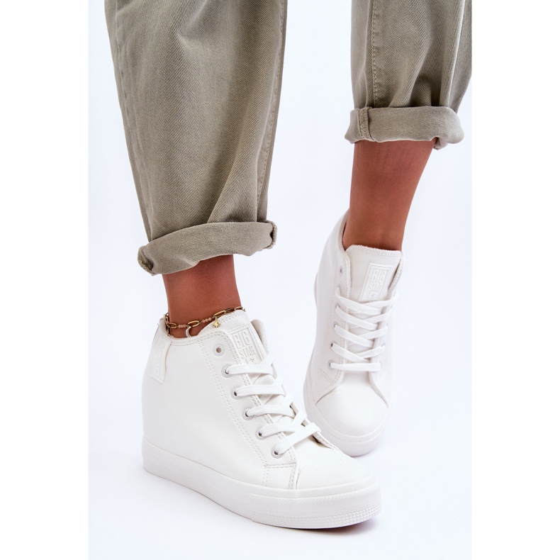 Női Wedge bőr Big Star tornacipő MM274002 fehér 1