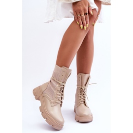 Női fűzős munkáscsizma bézs Marlissa 1