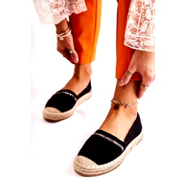 S.Barski Klasszikus női fekete Slip-On Espadrilles Cersei 7