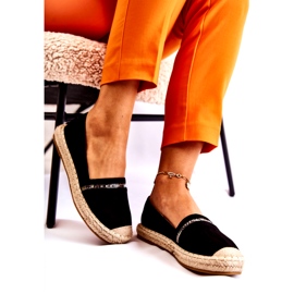 S.Barski Klasszikus női fekete Slip-On Espadrilles Cersei 3