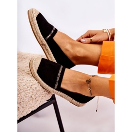 S.Barski Klasszikus női fekete Slip-On Espadrilles Cersei 5