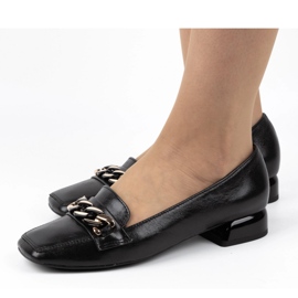 Exquisite Női magassarkú bőr pumpák 1451EX fekete 1