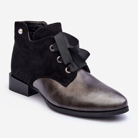 Női lapos sarkú, fűzős fekete Meroni 1