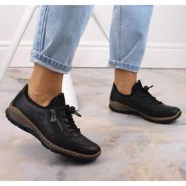 Bőr bebújós cipő Rieker W RKR609 fekete 2