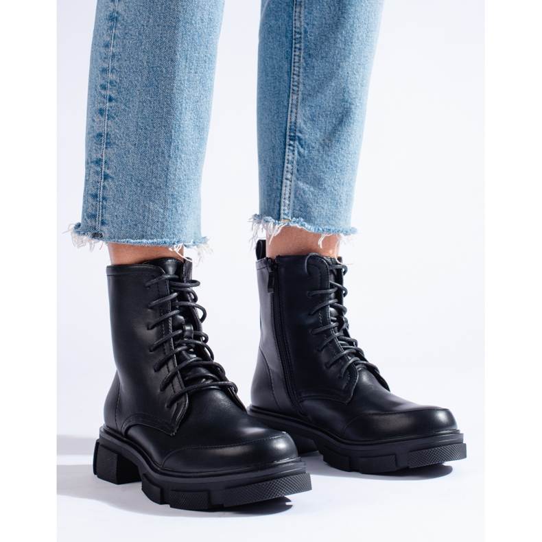 Női Shelovet fűzős munkások fekete 1