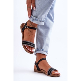 Klasszikus lapos női szandál fekete S.Barski 6708 1