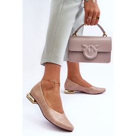 PD1 Bőr lapos sarkú bézs Vaani 1