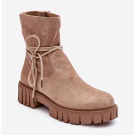 Női velúr bokacsizma bézs lineanor 1