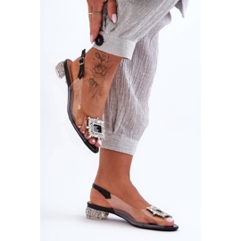 Átlátszó szandál díszekkel Fekete S.Barski MR1037-05 1