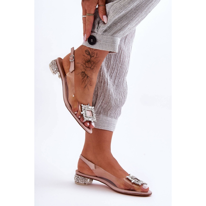 Átlátszó szandál rózsaszín díszítéssel S.Barski MR1037-05 2