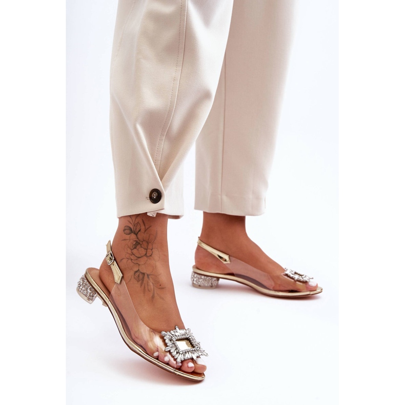 Átlátszó szandál arany díszítéssel S.Barski MR1037-05 aranysárga 1