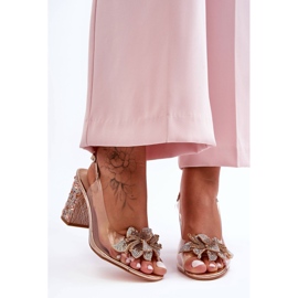 Díszített Stílusos Szandál Átlátszó Rose Gold S.Barski MR1037-18 rózsaszín 1