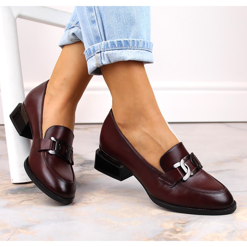 Vinceza 58162 bordó lapos cipő lánccal piros 1