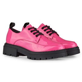 La.Fi Rózsaszín lakkozott fűzős cipő 1