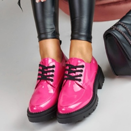 La.Fi Rózsaszín lakkozott fűzős cipő 2