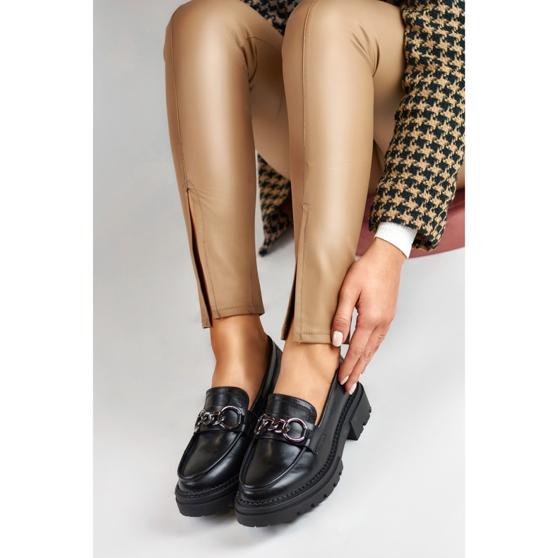 La.Fi Fekete mokaszinok ökobőrből készült platformon 2