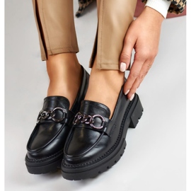 La.Fi Fekete mokaszinok ökobőrből készült platformon 1