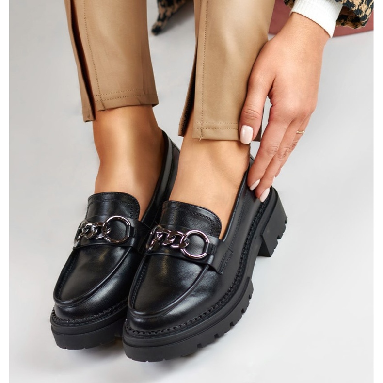 La.Fi Fekete mokaszinok ökobőrből készült platformon 1