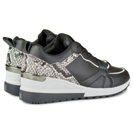 Női fekete fűzős cipő alacsony ékkel 1