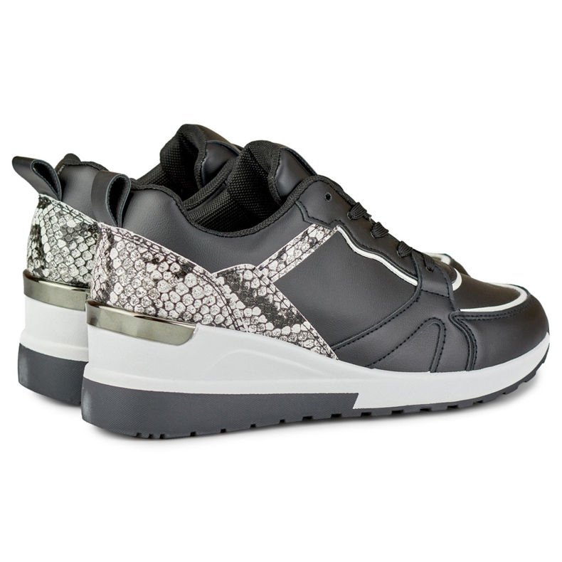 Női fekete fűzős cipő alacsony ékkel 1