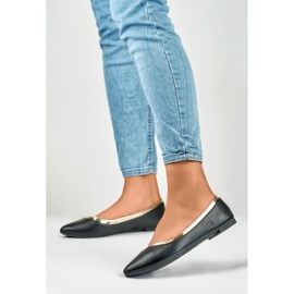 Női fekete balerinák arany díszítéssel 2