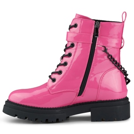 Női rózsaszín lakkbőr munkás, levehető lánccal 1 Női rózsaszín lakkbőr munkás, levehető lánccal 1