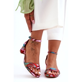 STEPHAN Mintás szatén magassarkú szandál Pink Mix Inspire Me! sokszínű 3