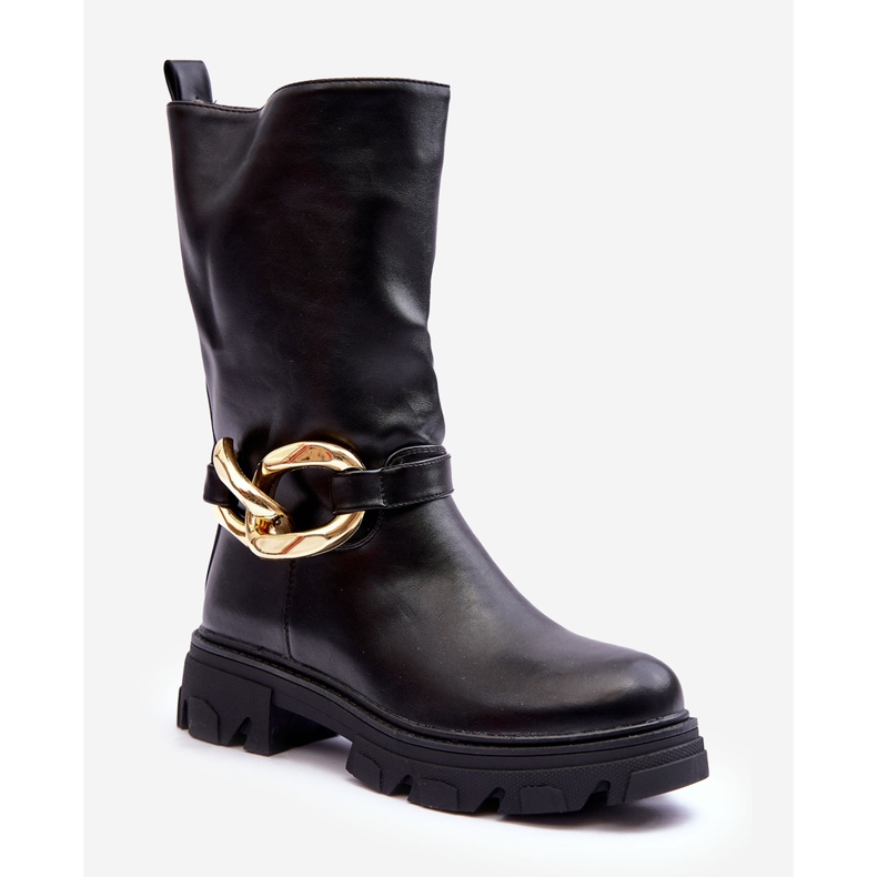 Bőr lapos sarkú csizma fekete Diominna 1 Bőr lapos sarkú csizma fekete Diominna 1