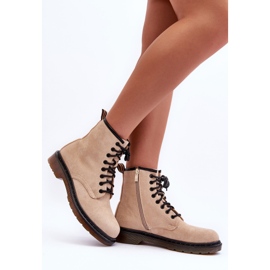 Asteoris velúr lapos sarkú munkáscsizma bézs 2