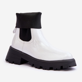 Női lakkozott jodhpur csizma fehér Pavo 1