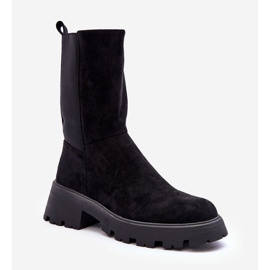 Női velúr lapos sarkú csizma fekete Altandros 1